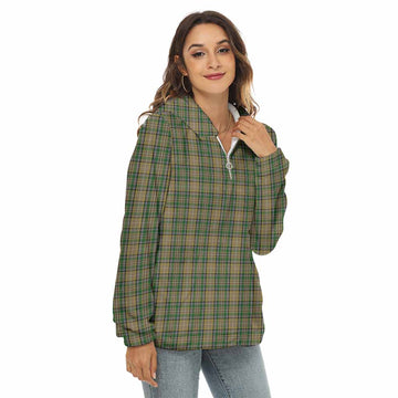 O'Farrell Tartan Women's Borg Fleece Hoodie with Half Zip