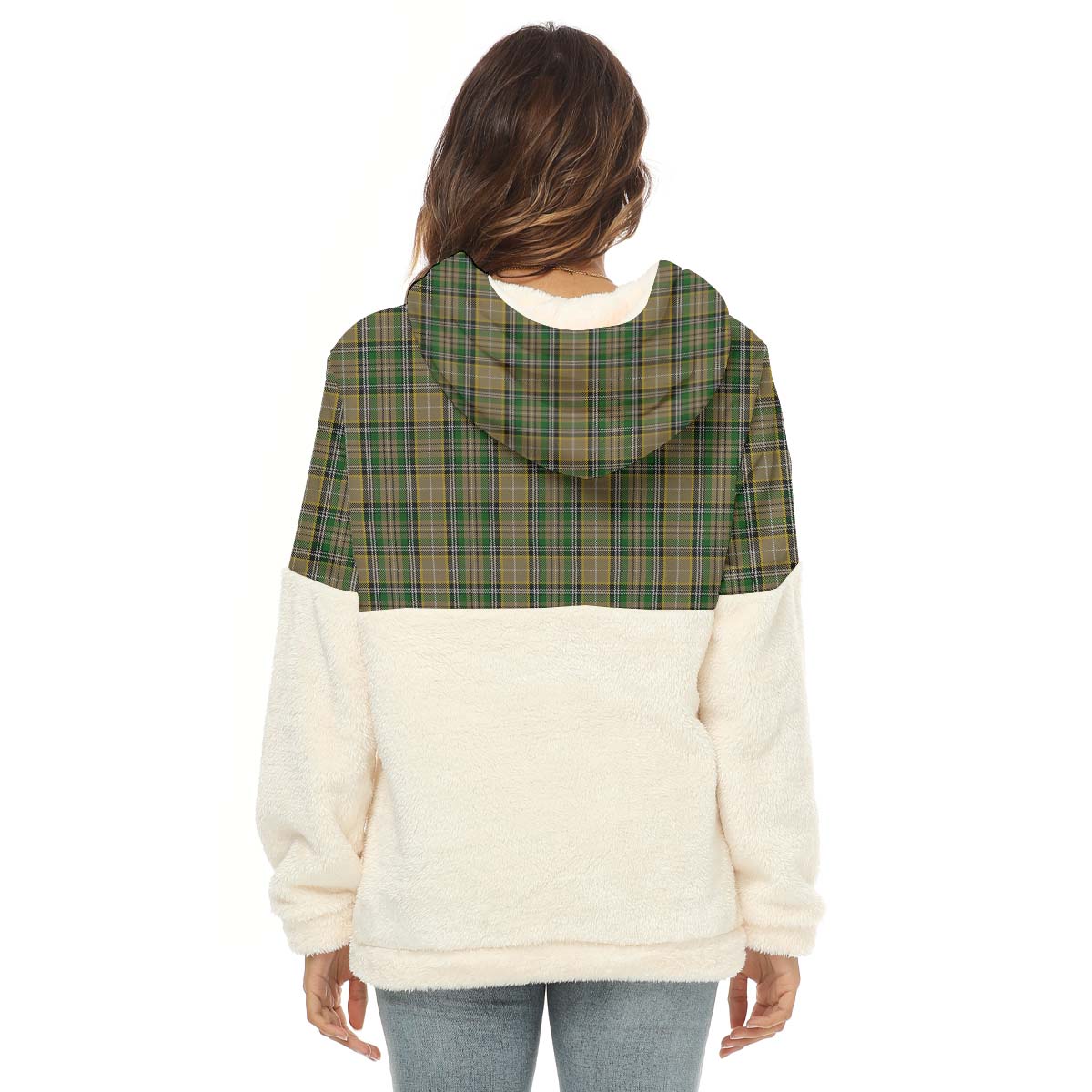 O'Farrell Tartan Women's Borg Fleece Hoodie With Half Zip - Tartan Vibes Clothing