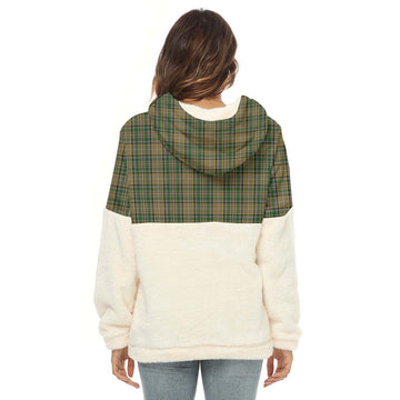 O'Farrell Tartan Half Style Women's Borg Fleece Hoodie with Half Zip