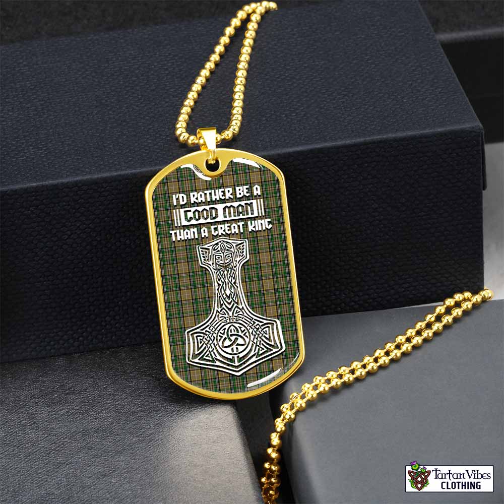 O'Farrell Tartan Dog Tag Necklace Viking Mjolnir Style Gold No - Tartan Vibes Clothing