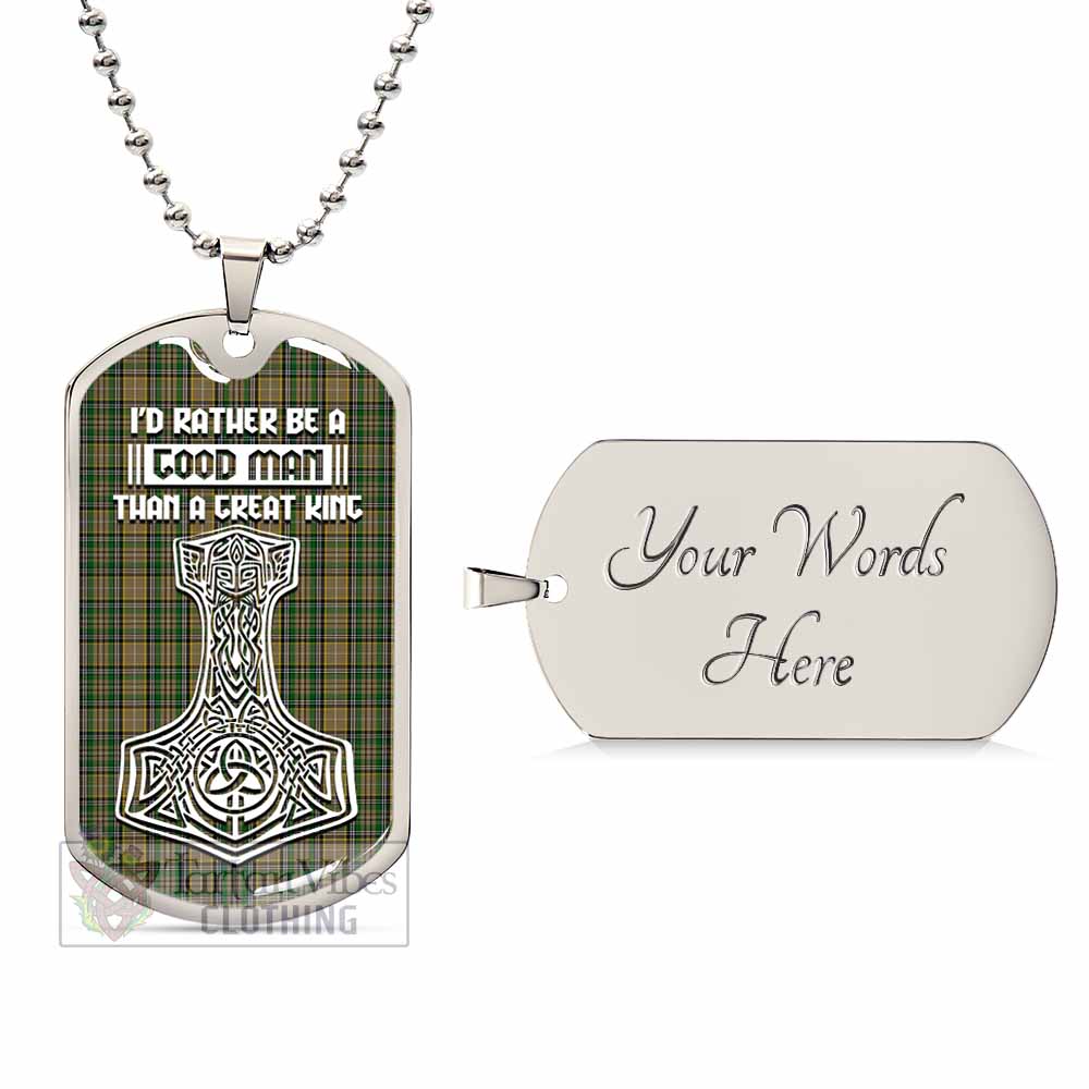 O'Farrell Tartan Dog Tag Necklace Viking Mjolnir Style Silver Yes - Tartan Vibes Clothing