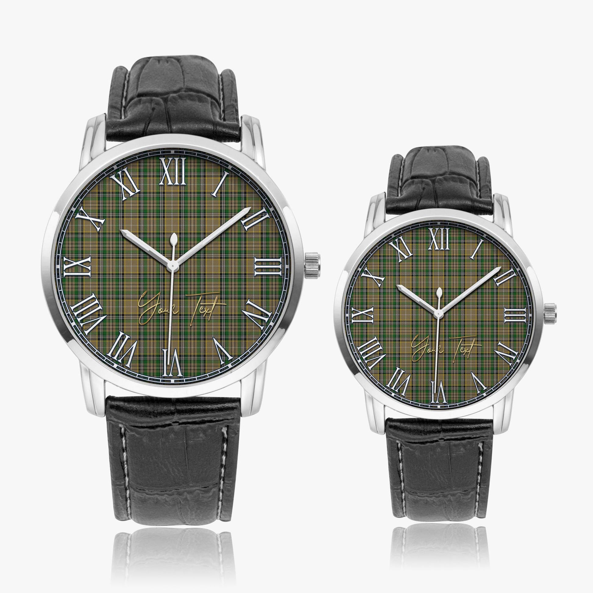 O'Farrell Tartan Personalized Your Text Leather Trap Quartz Watch - Tartan Vibes Clothing