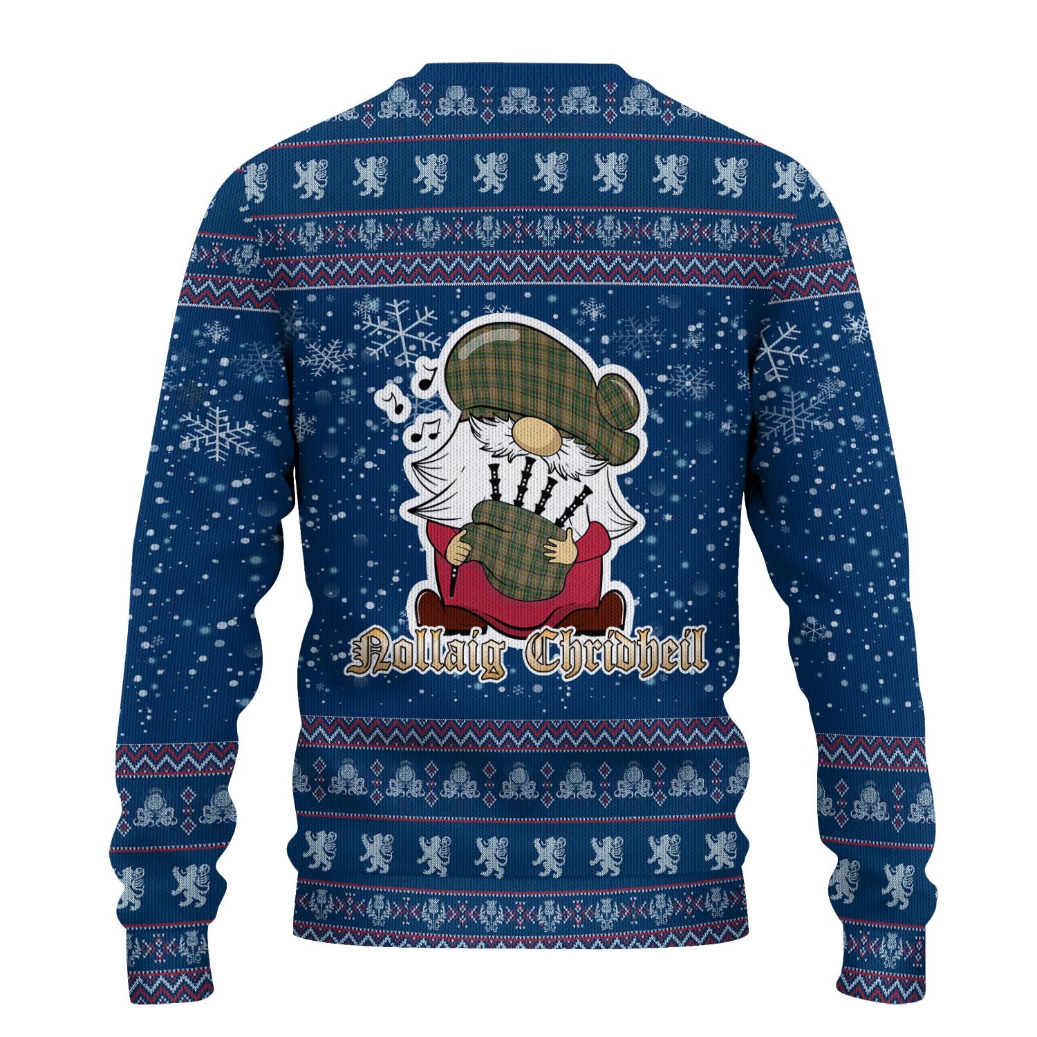 O'Farrell Clan Christmas Family Knitted Sweater with Funny Gnome Playing Bagpipes - Tartanvibesclothing