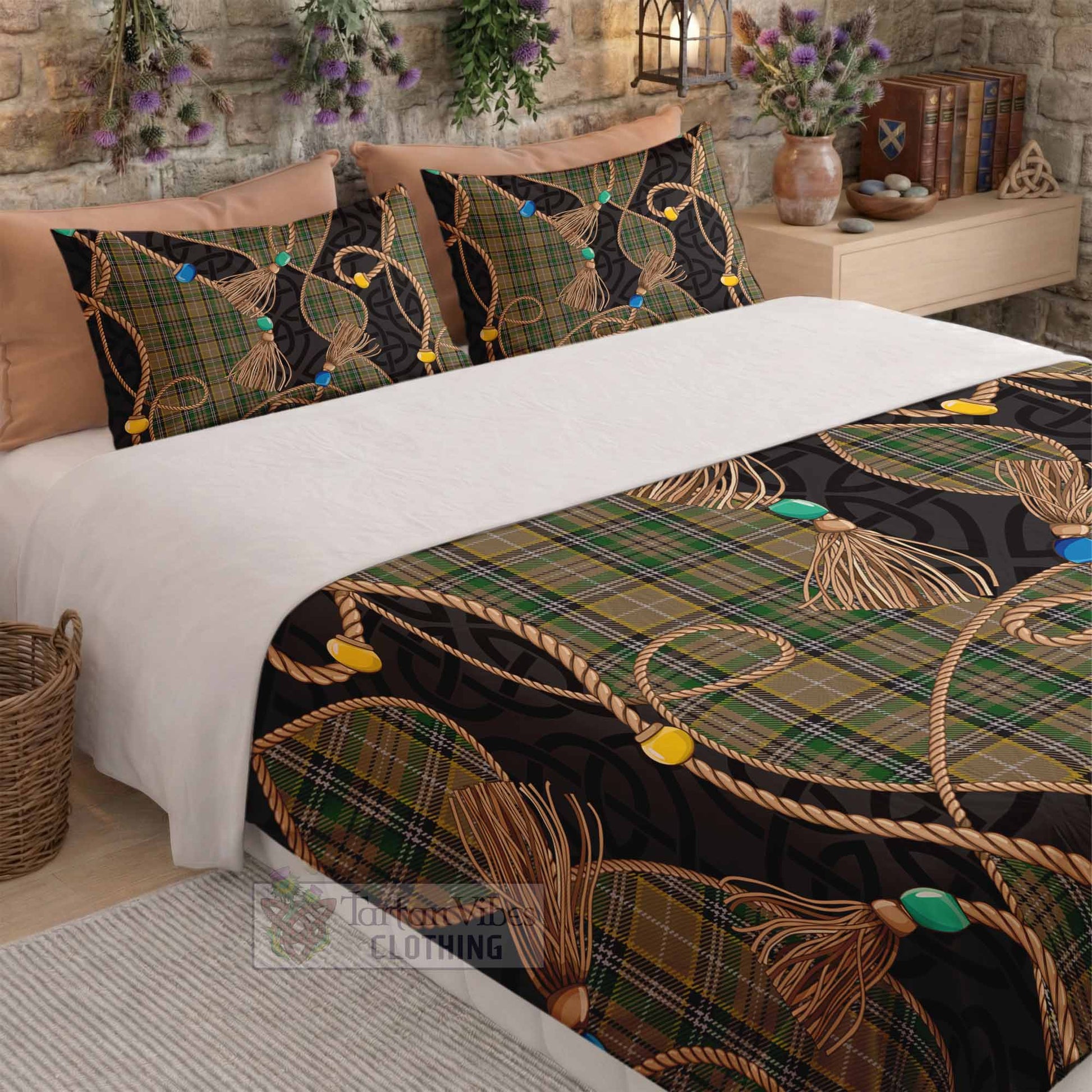 O'Farrell Scottish Tartan Twisted Ropes Stylized Bedding Set - Tartan Vibes Clothing