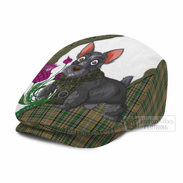 O'Farrell Scottish Terrier Tartan Flat Cap, Jeff Cap Thistle Heritage Art