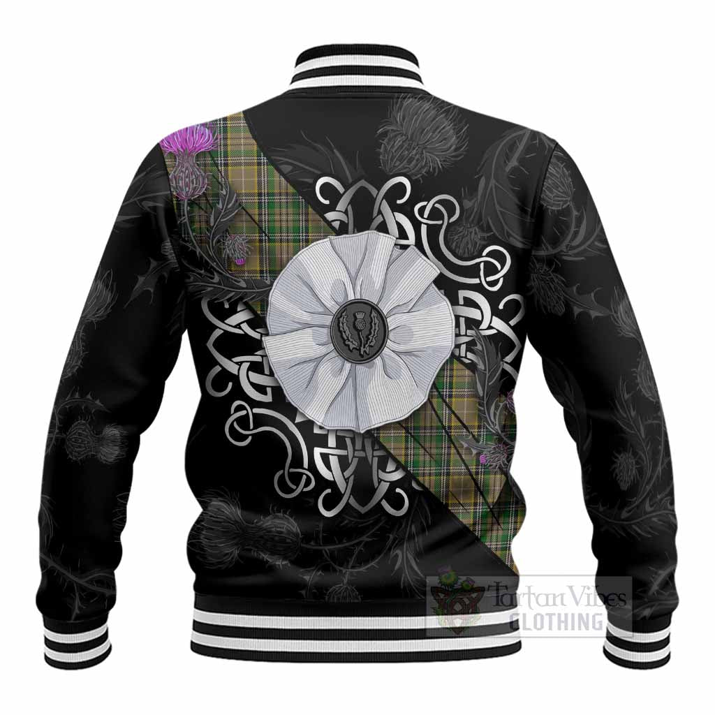 O'Farrell Tartan Baseball Jacket Jacobite White Rose - Tartan Vibes Clothing
