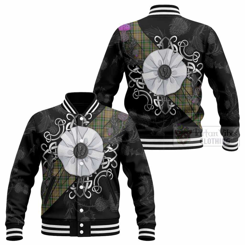 O'Farrell Tartan Baseball Jacket Jacobite White Rose - Tartan Vibes Clothing
