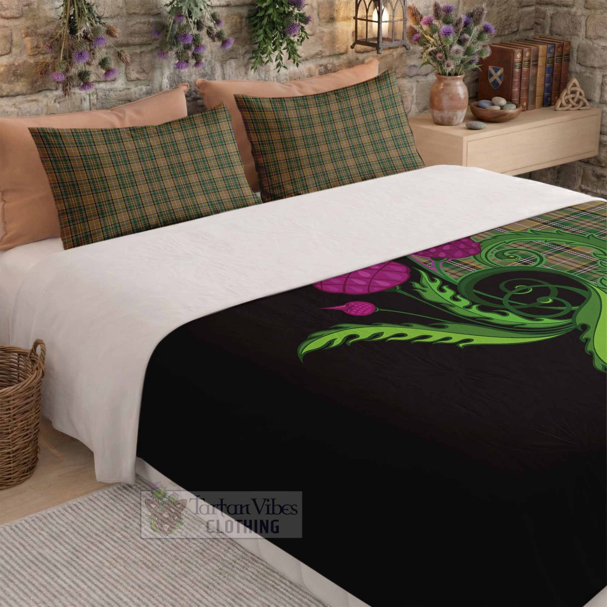 O'Farrell Tartan Bedding Set Traditional Scottish Thistle - Tartan Vibes Clothing