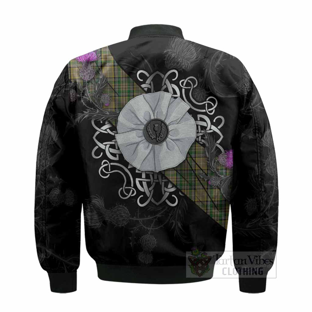 O'Farrell Tartan Bomber Jacket Jacobite White Rose - Tartan Vibes Clothing