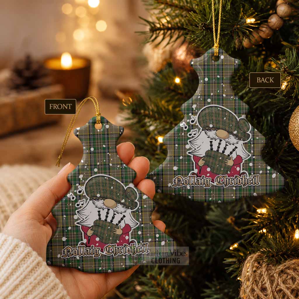 O'Farrell Tartan Ceramic Christmas Tree Ornament Gnome Bagpiper - Chistmas Tree Decor - Tartan Vibes Clothing