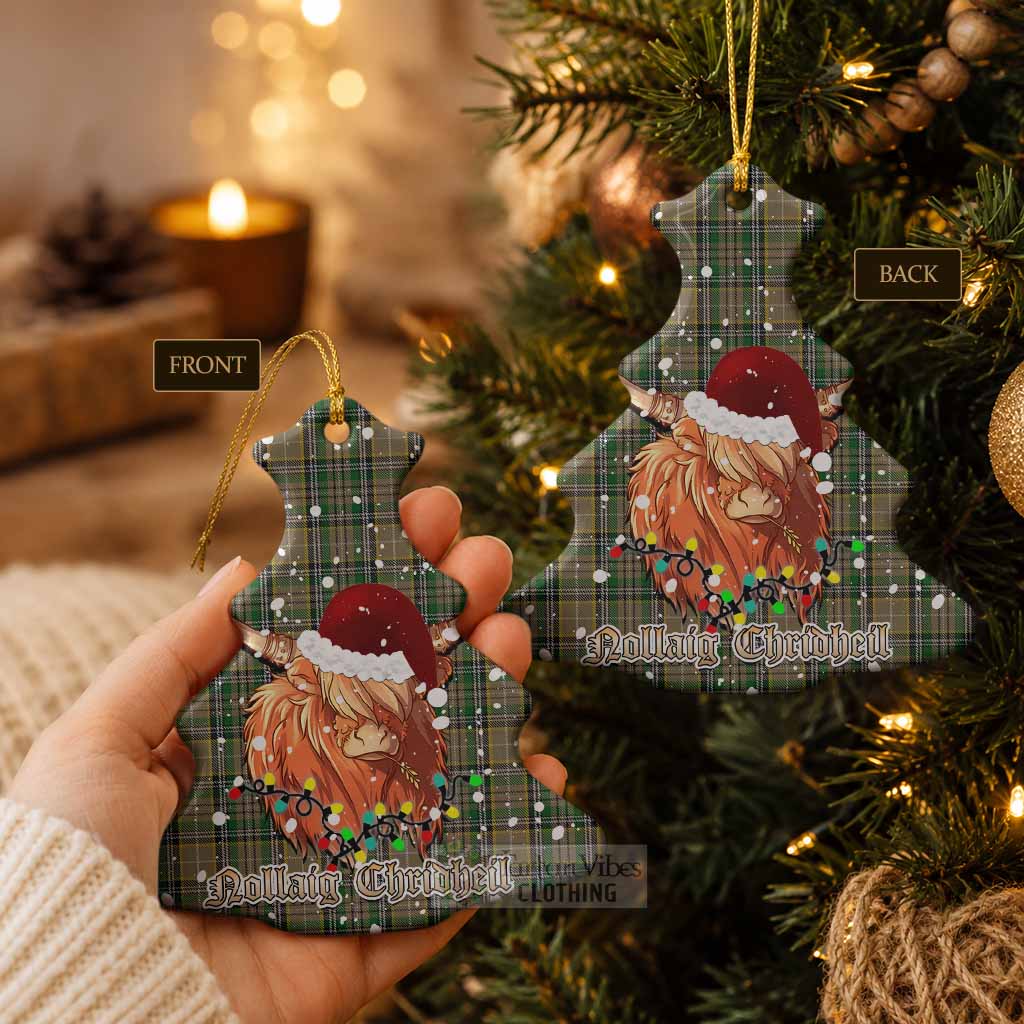 O'Farrell Tartan Ceramic Christmas Tree Ornament Mister Coo - Highlander Decor - Tartan Vibes Clothing