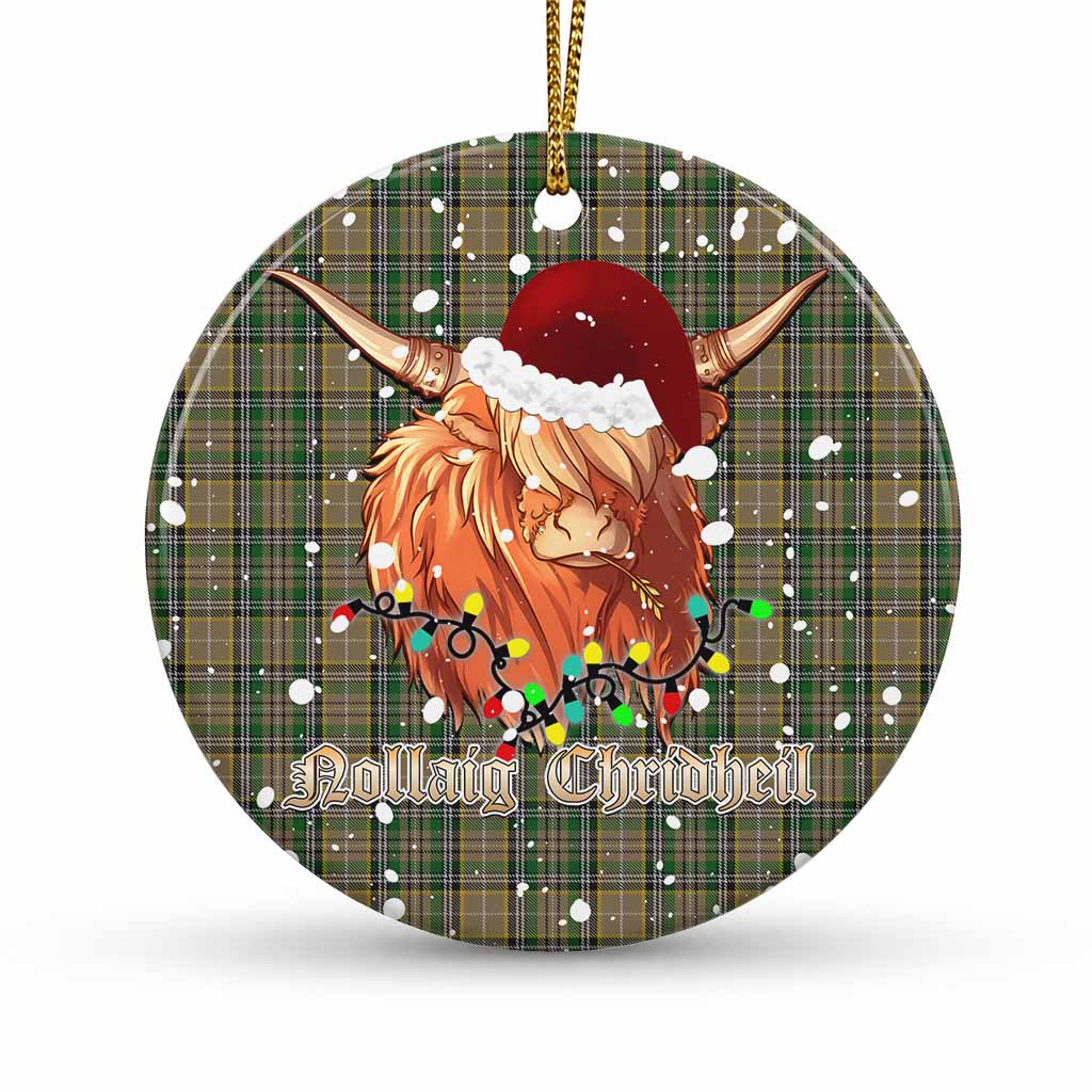 O'Farrell Tartan Ceramic Circle Ornament Mister Coo - Highlander Decor 1 Piece - Tartan Vibes Clothing