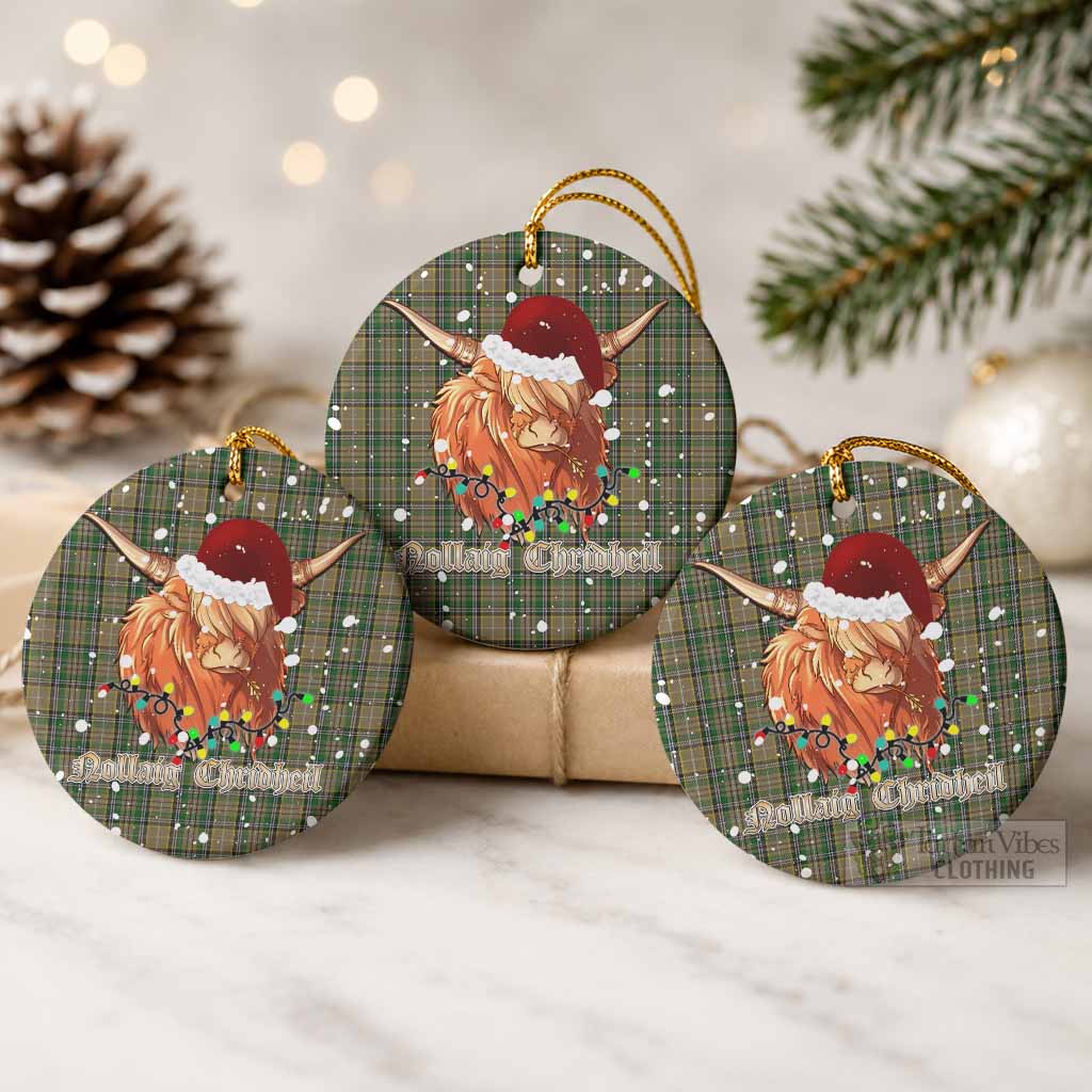 O'Farrell Tartan Ceramic Circle Ornament Mister Coo - Highlander Decor Pack of 3 - Tartan Vibes Clothing