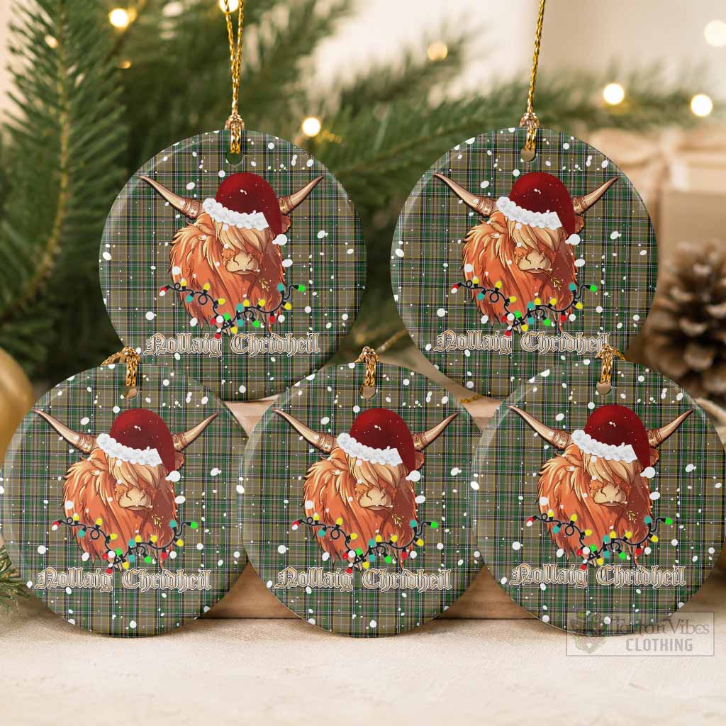 O'Farrell Tartan Ceramic Circle Ornament Mister Coo - Highlander Decor Pack of 5 - Tartan Vibes Clothing