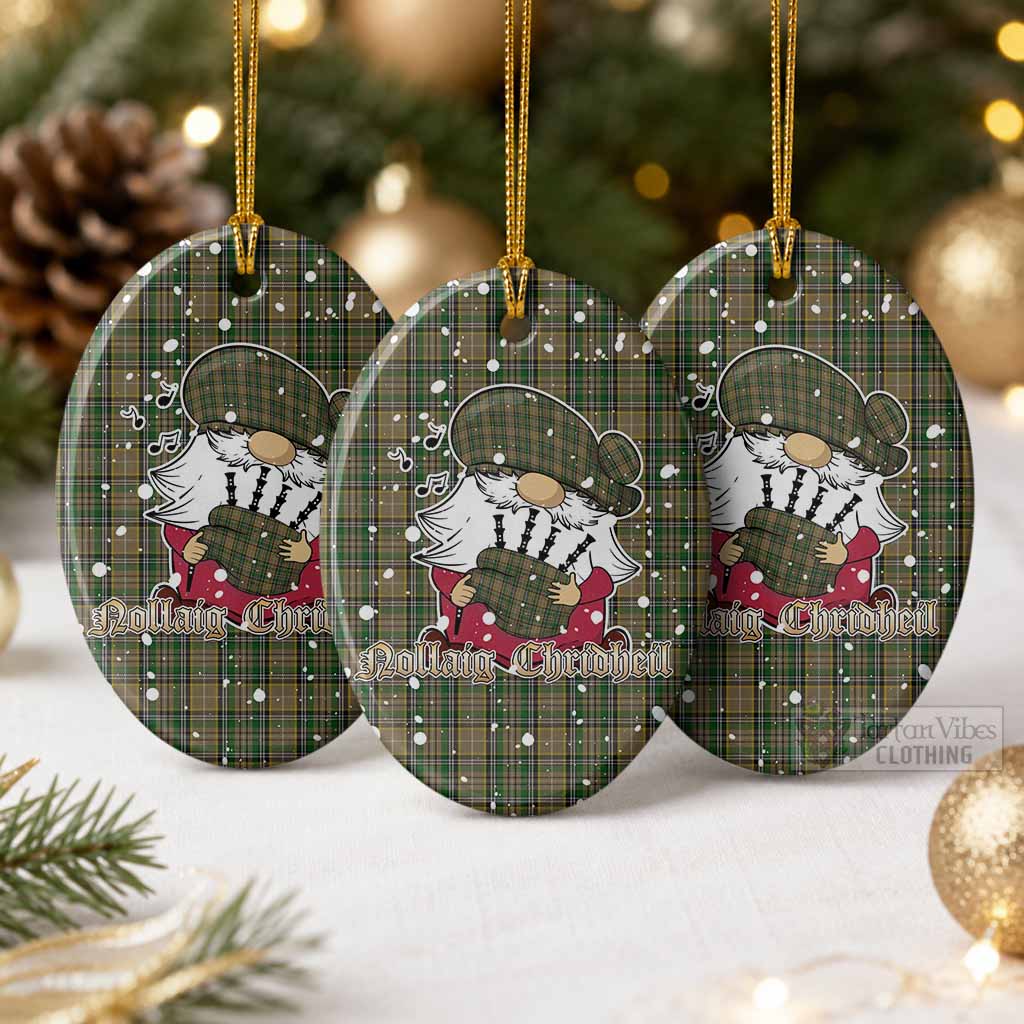 O'Farrell Tartan Ceramic Oval Ornament Gnome Bagpiper - Chistmas Tree Decor Pack of 3 - Tartan Vibes Clothing