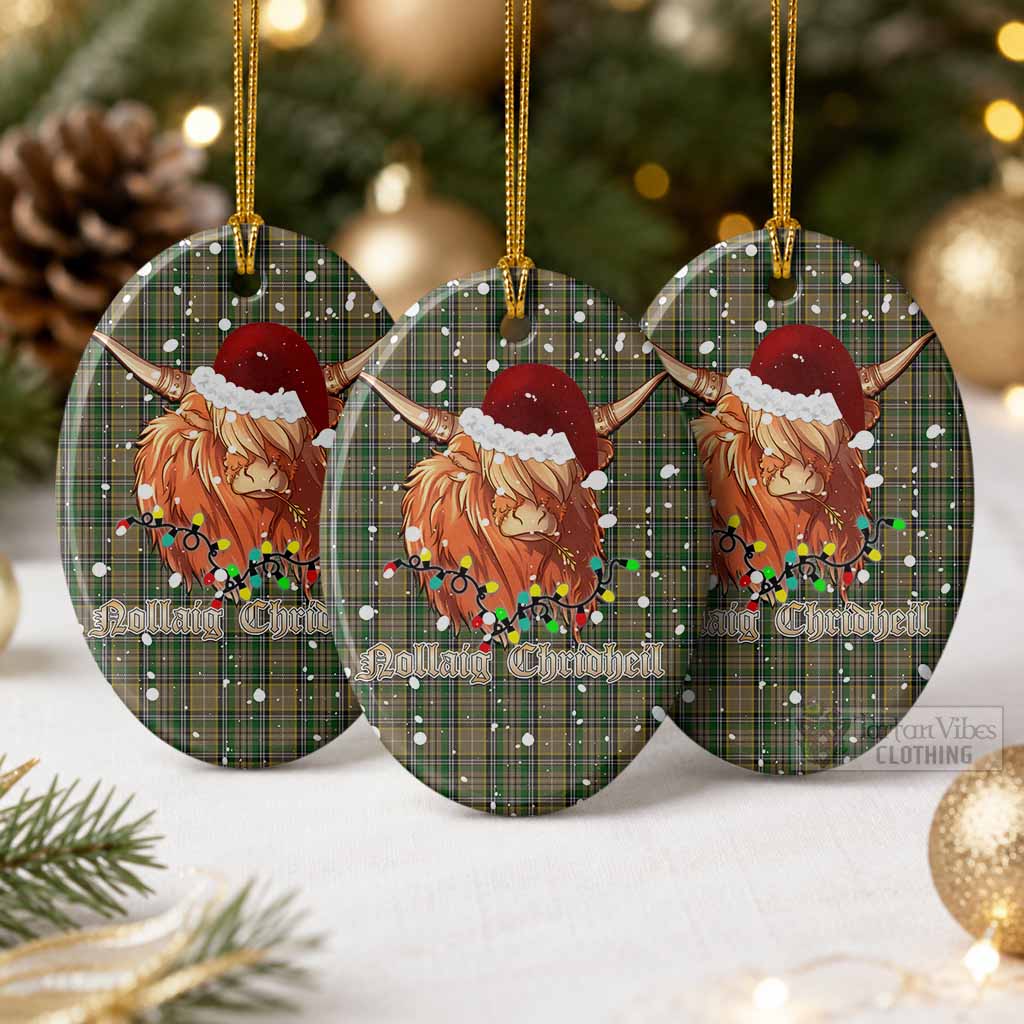 O'Farrell Tartan Ceramic Oval Ornament Mister Coo - Highlander Decor Pack of 3 - Tartan Vibes Clothing