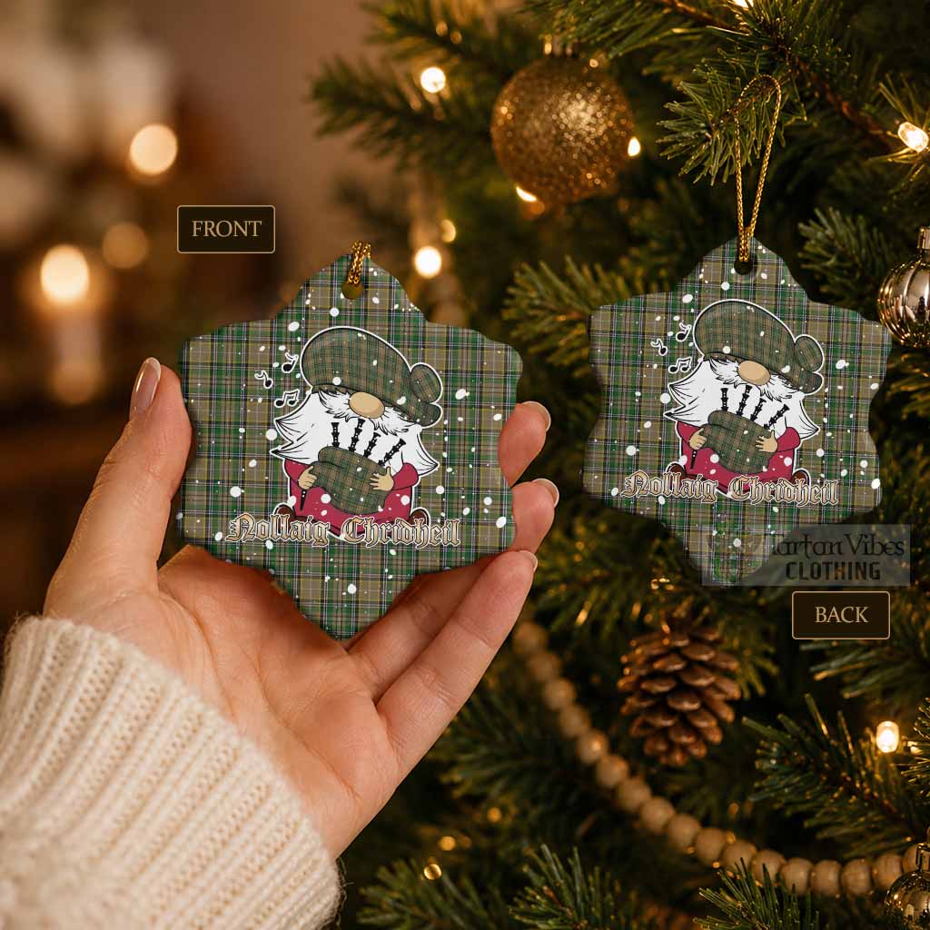 O'Farrell Tartan Ceramic Snow Flake Ornament Gnome Bagpiper - Chistmas Tree Decor - Tartan Vibes Clothing