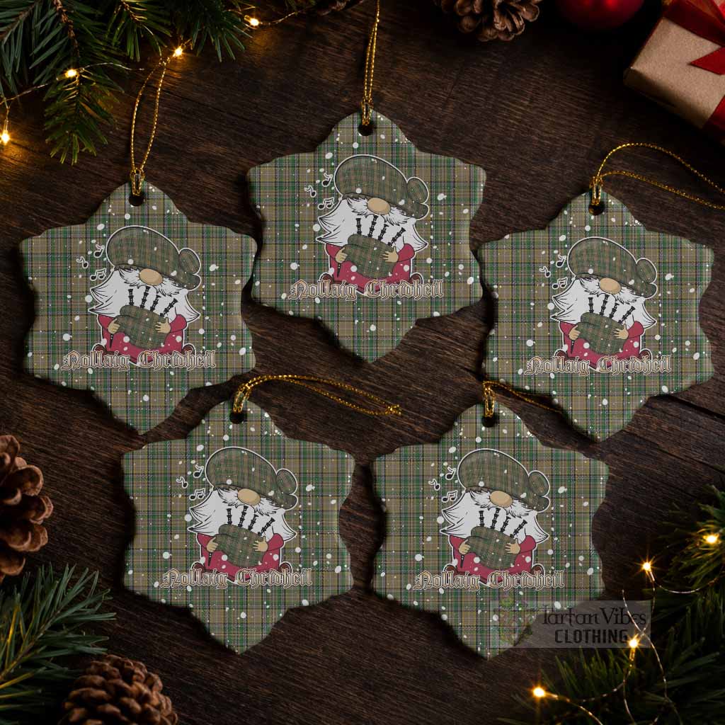 O'Farrell Tartan Ceramic Snow Flake Ornament Gnome Bagpiper - Chistmas Tree Decor Pack of 5 - Tartan Vibes Clothing