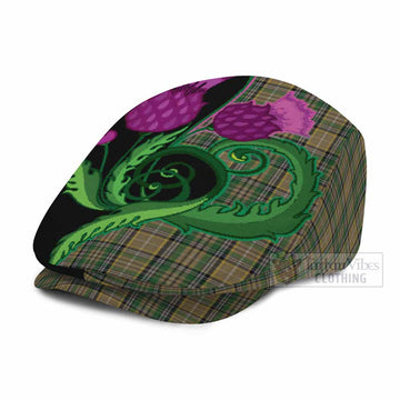 O'Farrell Tartan Flat Cap, Jeff Cap Traditional Scottish Thistle