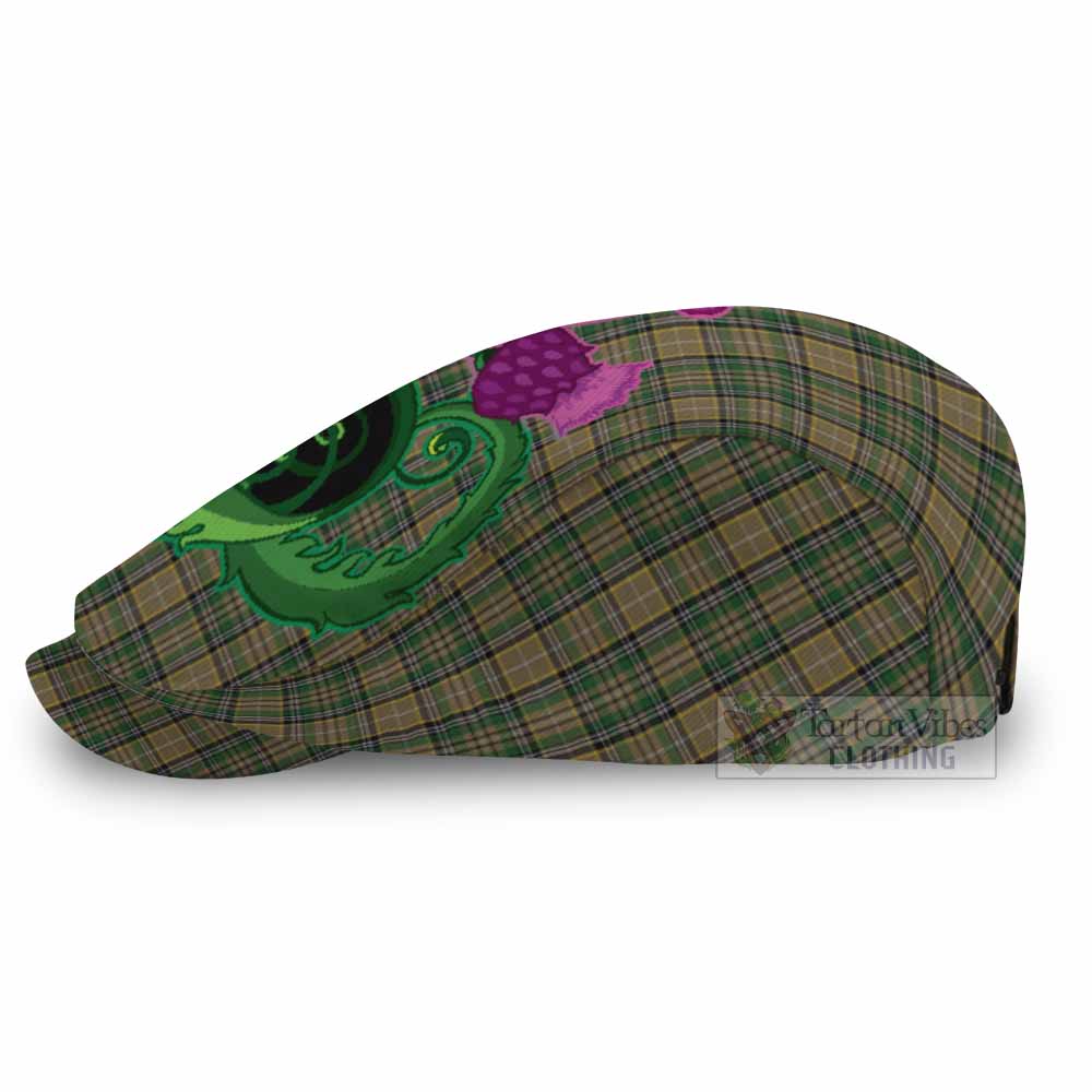 O'Farrell Tartan Flat Cap, Jeff Cap Traditional Scottish Thistle