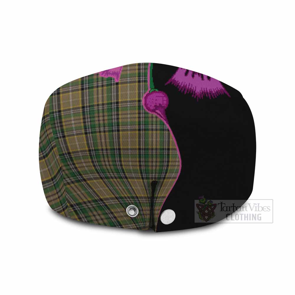 O'Farrell Tartan Flat Cap, Jeff Cap Traditional Scottish Thistle