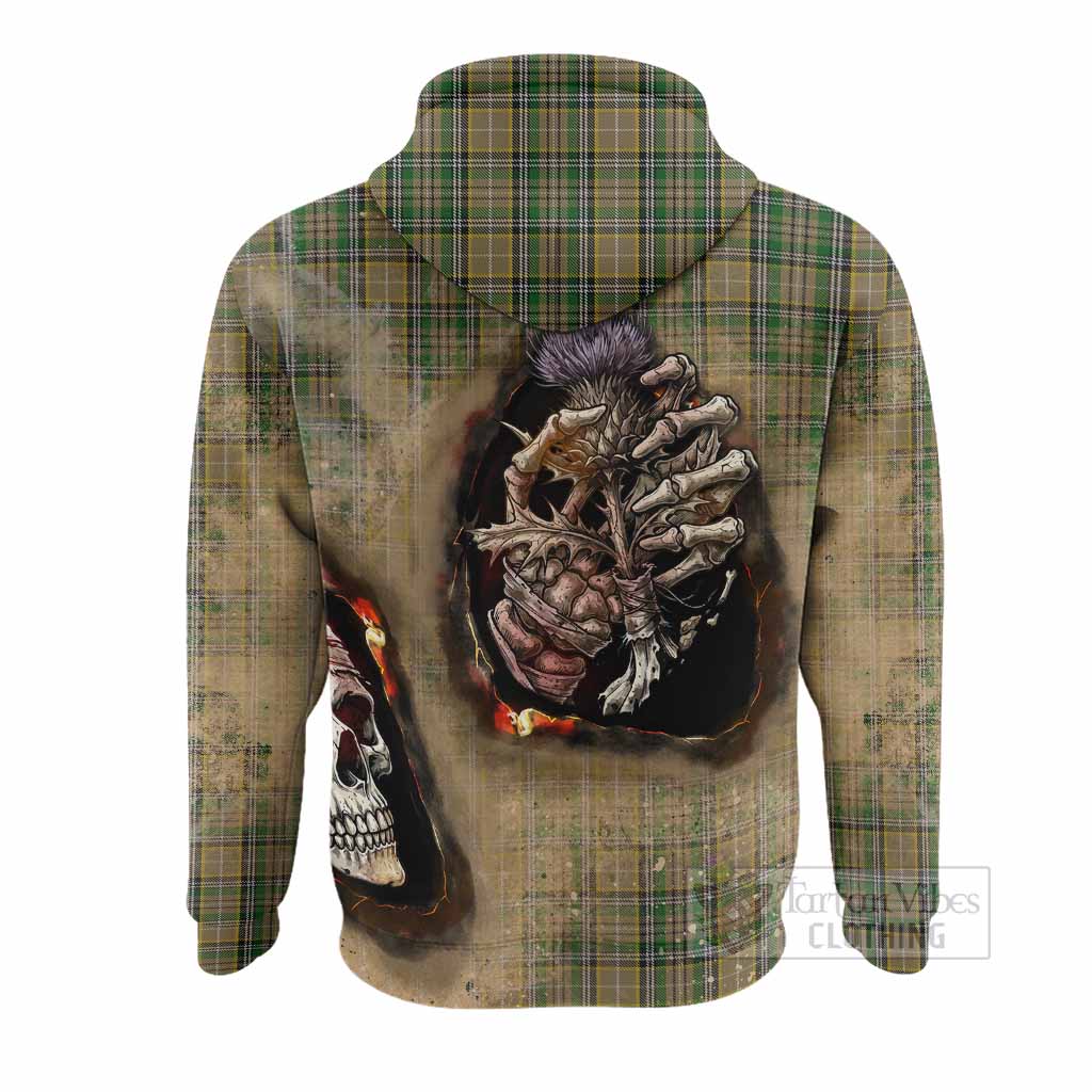 O'Farrell Tartan Hoodie Halloween Skeleton With Thistle Burning Effect - Tartan Vibes Clothing