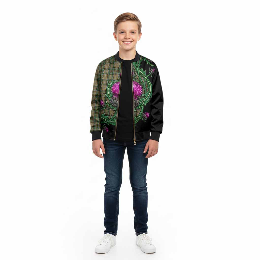O'Farrell Tartan Kid Bomber Jacket Resilient Scottish Thistle - Tartan Vibes Clothing