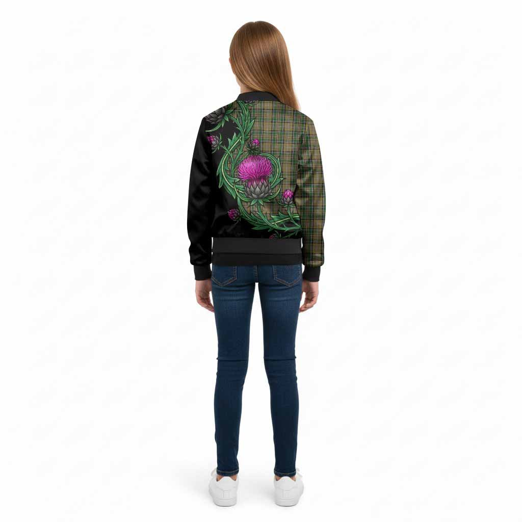O'Farrell Tartan Kid Bomber Jacket Resilient Scottish Thistle - Tartan Vibes Clothing