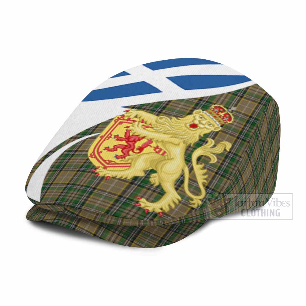 O'Farrell Tartan Lion Rampant Flat Cap, Jeff Cap Classic Scottish Style - Tartan Vibes Clothing
