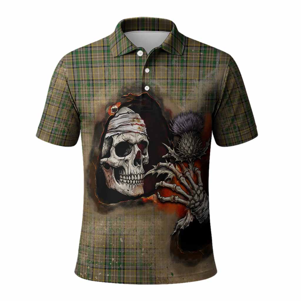 O'Farrell Tartan Polo Shirt Halloween Skeleton With Thistle Burning Effect Kid - Tartan Vibes Clothing