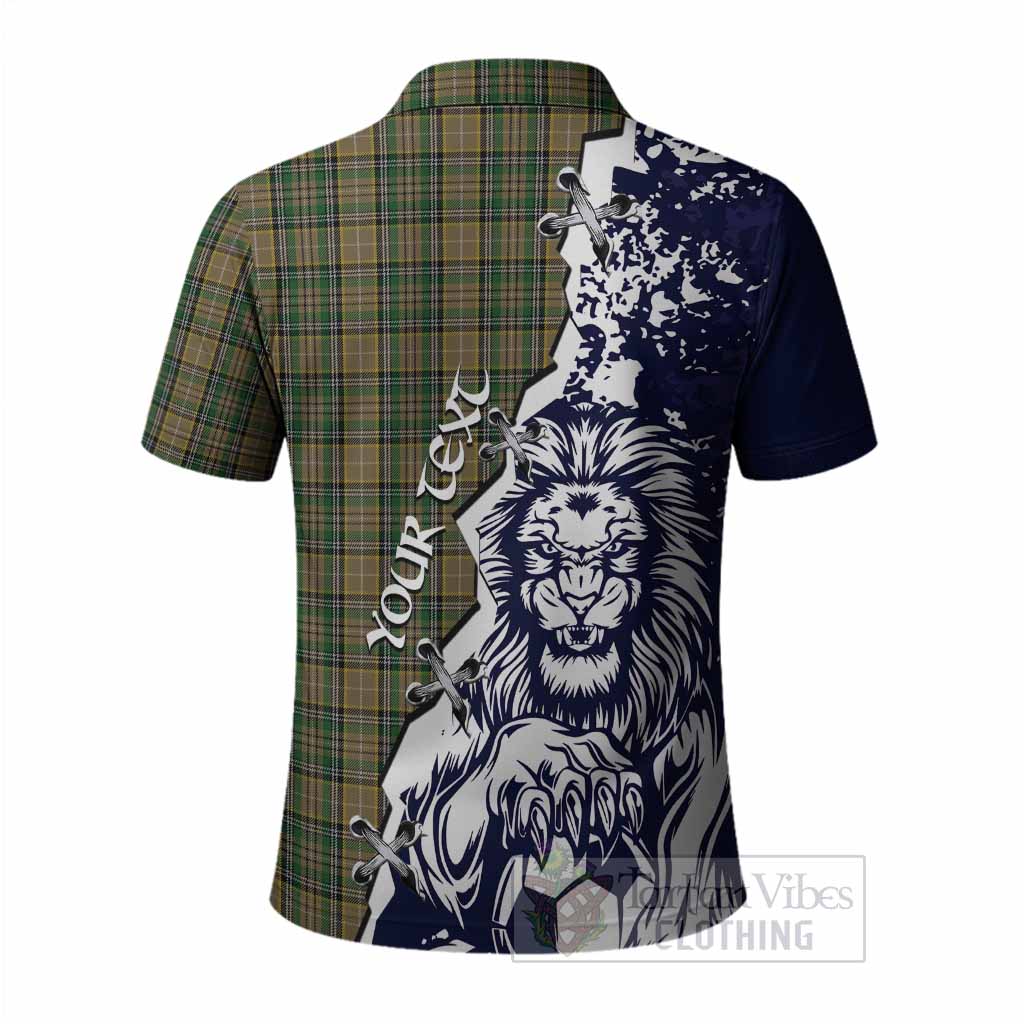 O'Farrell Tartan Scottish Polo Shirt Angry Lion With Soccer Ball Style