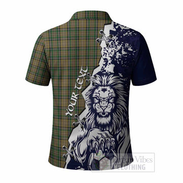 O'Farrell Tartan Scottish Polo Shirt Angry Lion With Soccer Ball Style
