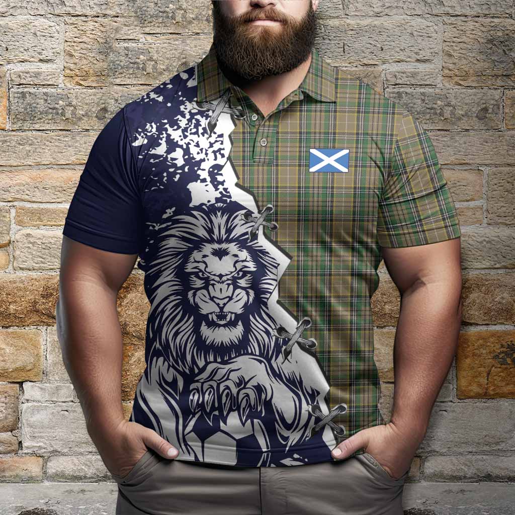 O'Farrell Tartan Scottish Polo Shirt Angry Lion With Soccer Ball Style