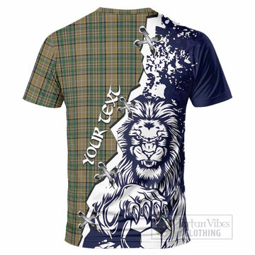 O'Farrell Tartan Scottish T-Shirt Angry Lion With Soccer Ball Style