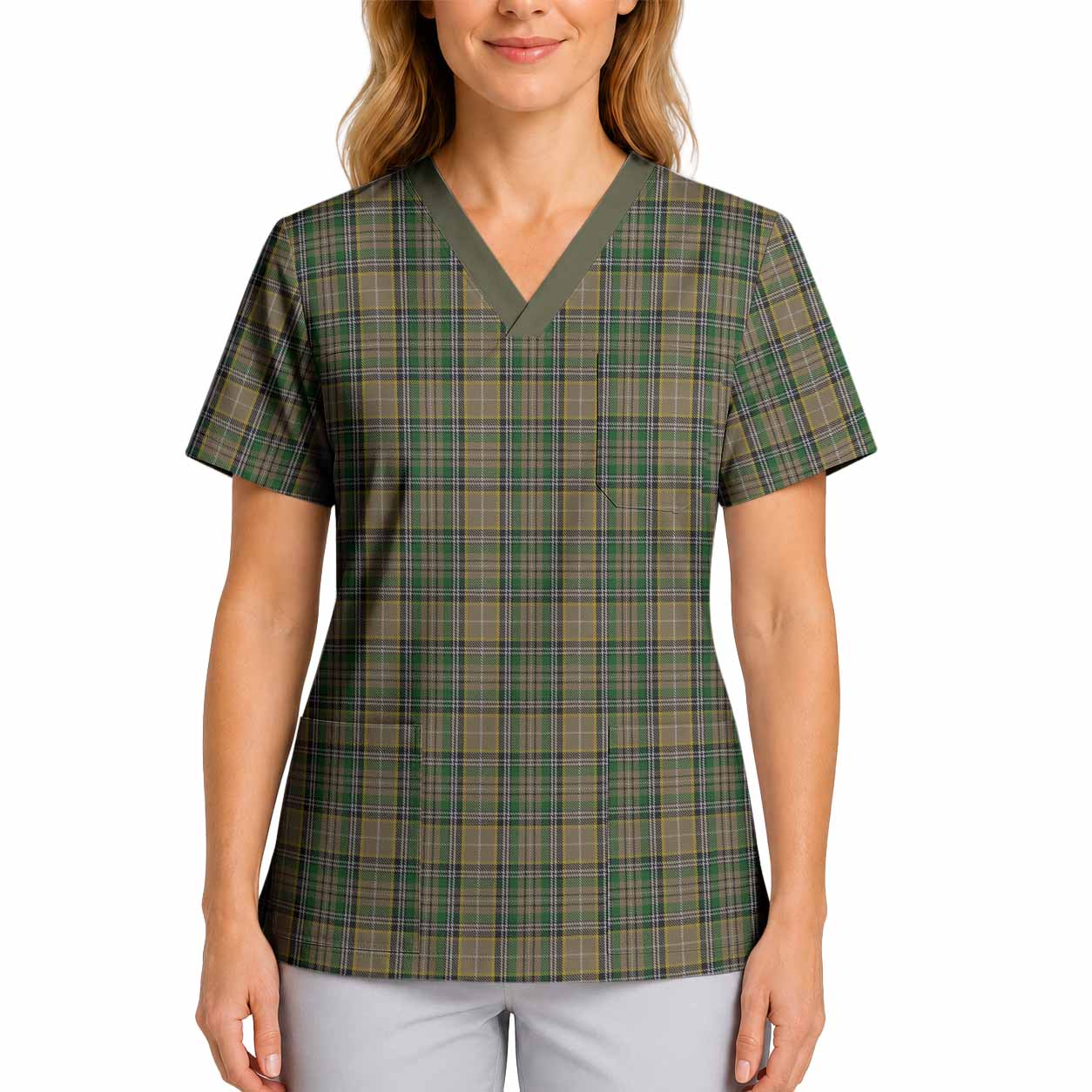 O'Farrell Tartan Scrub Top 4XL - Tartan Vibes Clothing