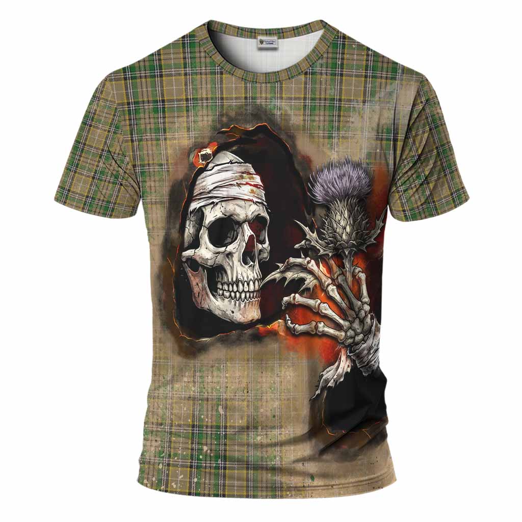 O'Farrell Tartan T-Shirt Halloween Skeleton With Thistle Burning Effect