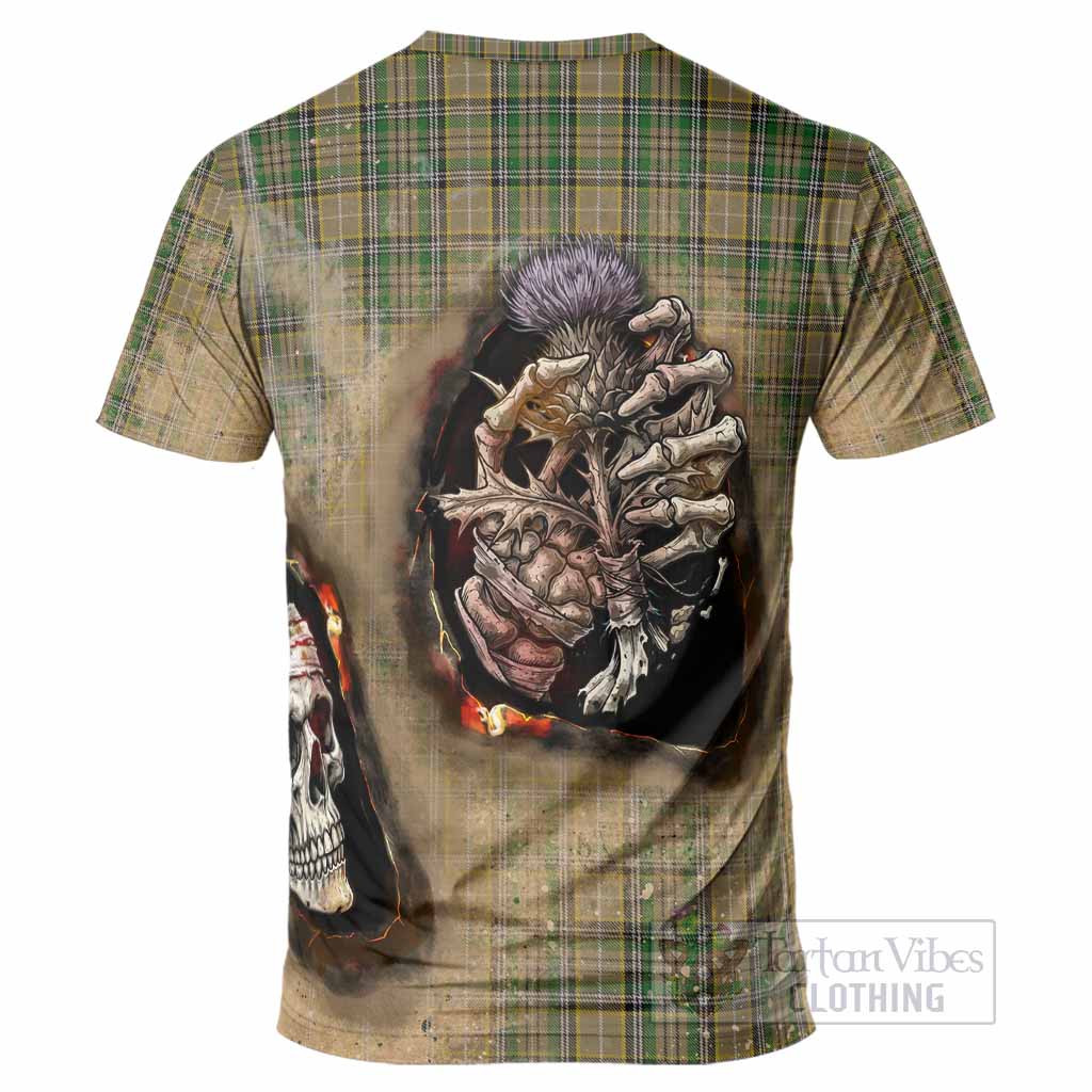 O'Farrell Tartan T-Shirt Halloween Skeleton With Thistle Burning Effect