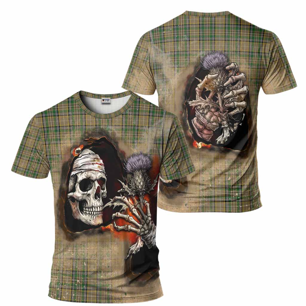 O'Farrell Tartan T-Shirt Halloween Skeleton With Thistle Burning Effect