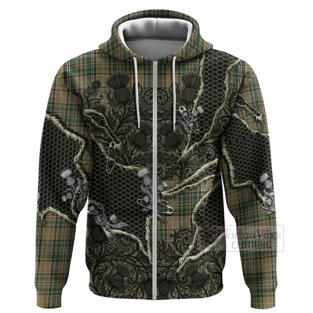 O'Farrell Tartan Thistle Dark Gothic Hoodie Zip Hoodie - Tartan Vibes Clothing