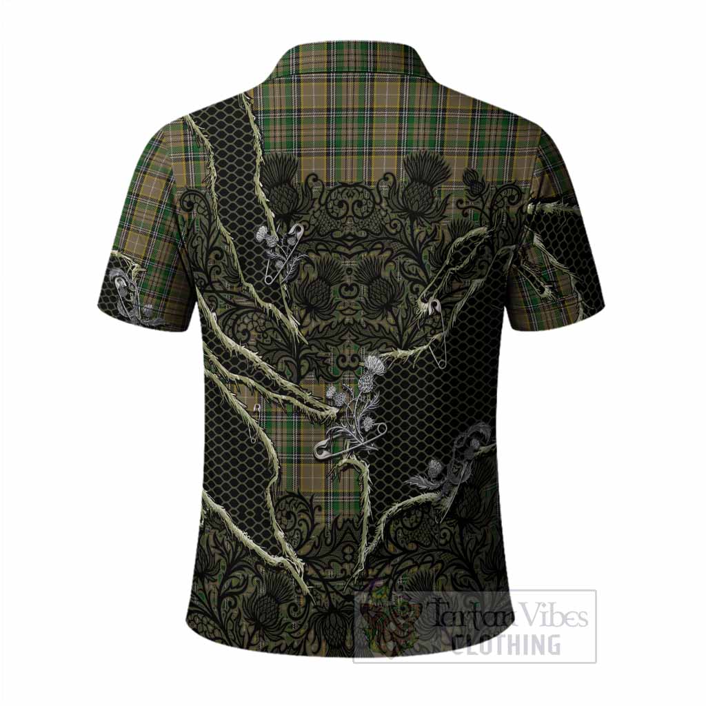 O'Farrell Tartan Thistle Dark Gothic Polo Shirt - Tartan Vibes Clothing