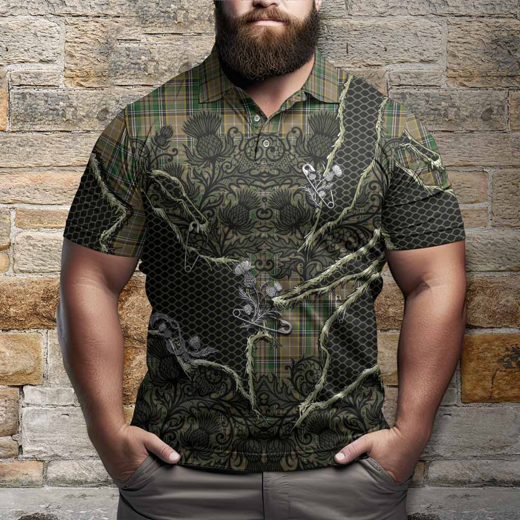 O'Farrell Tartan Thistle Dark Gothic Polo Shirt - Tartan Vibes Clothing