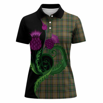 O'Farrell Tartan Women Polo Shirt Traditional Scottish Thistle