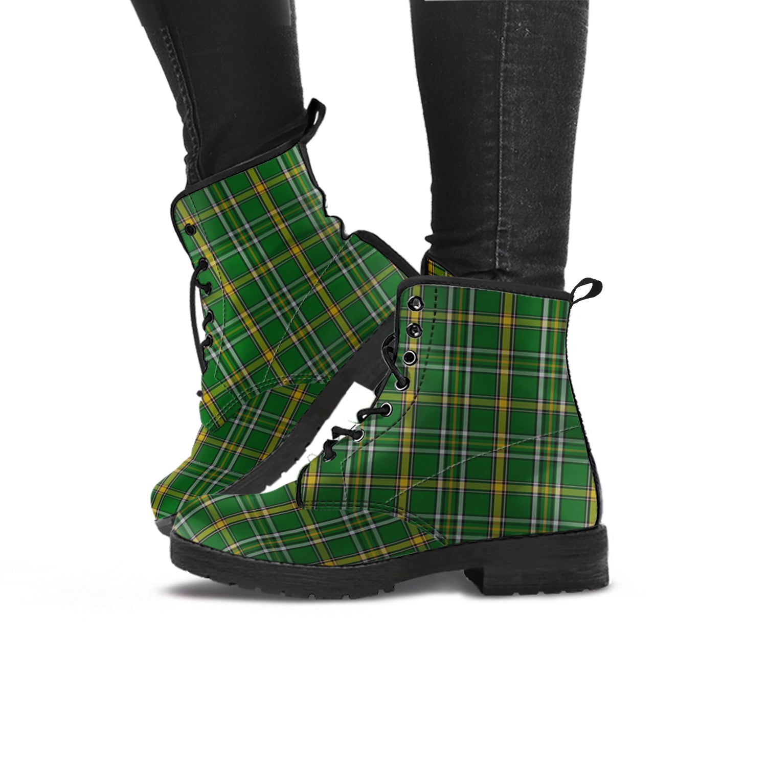 Offaly County Ireland Tartan Leather Boots - Tartan Vibes Clothing
