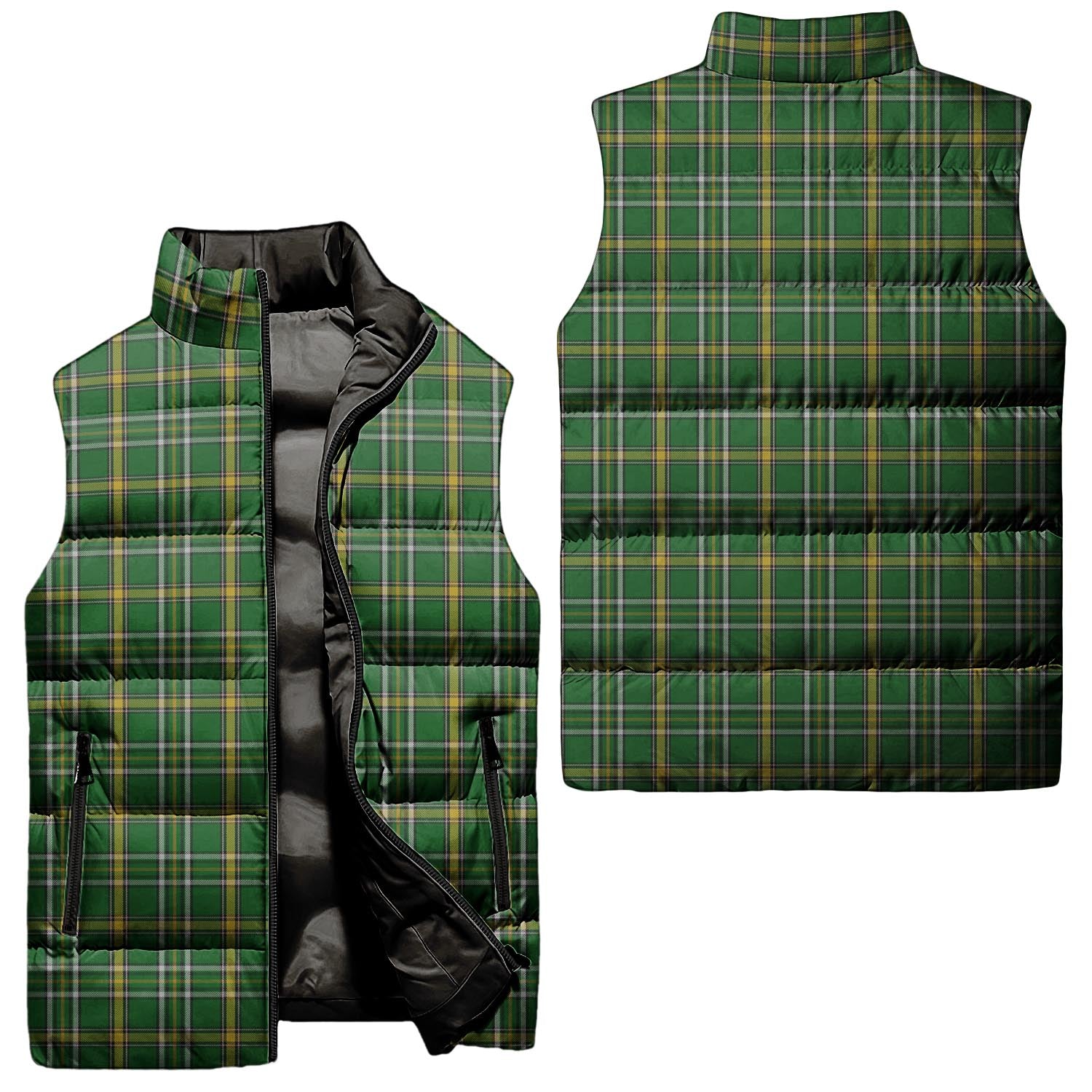 Offaly County Ireland Tartan Sleeveless Puffer Jacket Unisex - Tartan Vibes Clothing