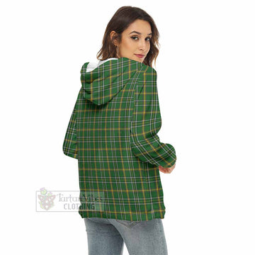 Offaly County Ireland Tartan Women's Borg Fleece Hoodie with Half Zip - Tartan Vibes Clothing