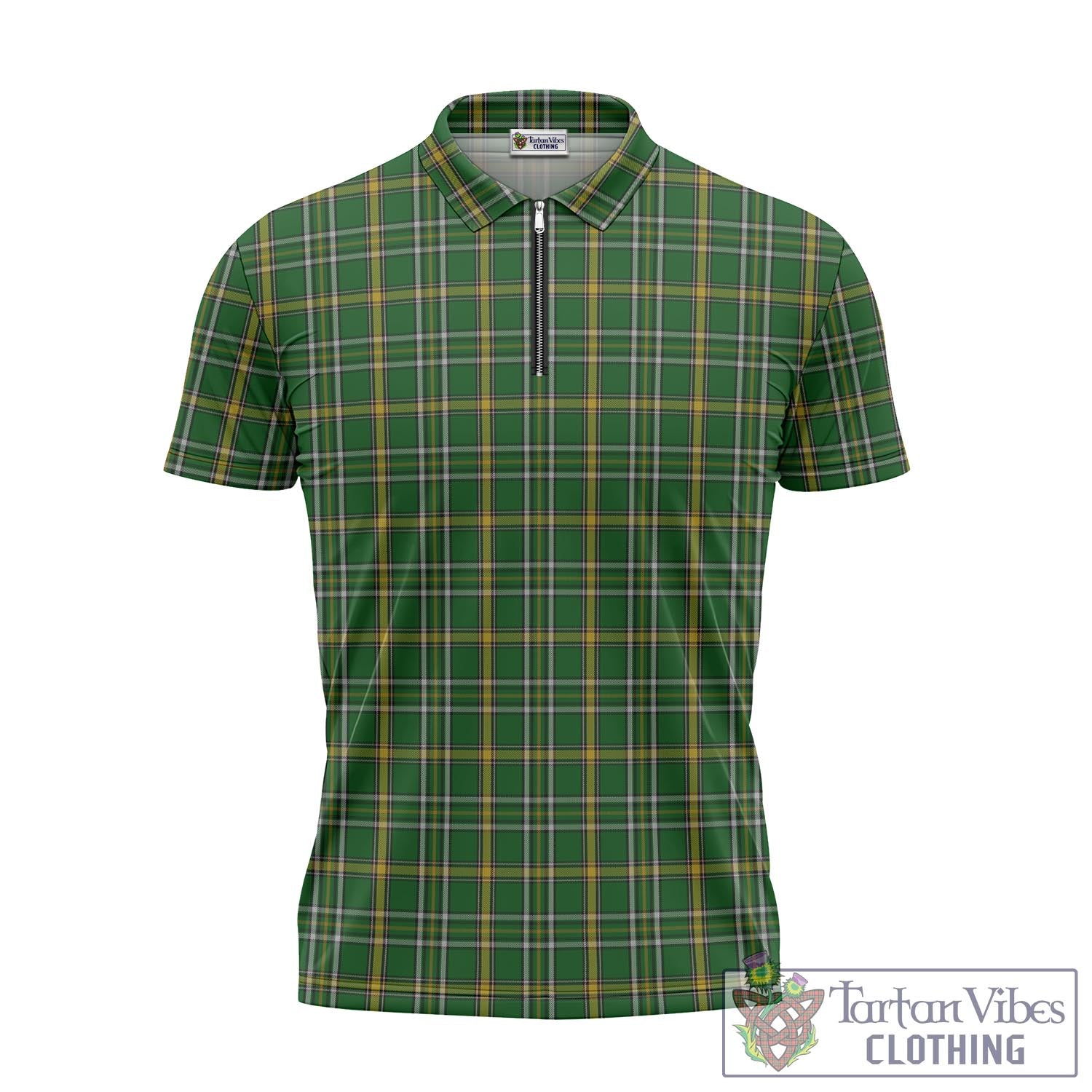 Offaly County Ireland Tartan Zipper Polo Shirt - Tartan Vibes Clothing