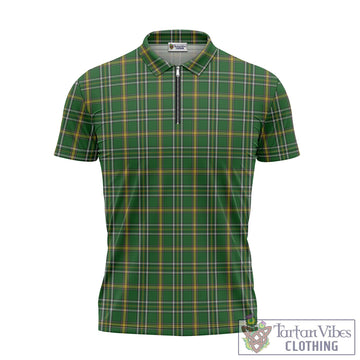 Offaly County Ireland Tartan Zipper Polo Shirt - Tartan Vibes Clothing