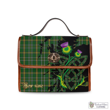 Offaly County Ireland Tartan Waterproof Canvas Bag with Scotland Map and Thistle Celtic Accents