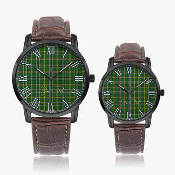 Offaly County Ireland Tartan Personalized Your Text Leather Trap Quartz Watch