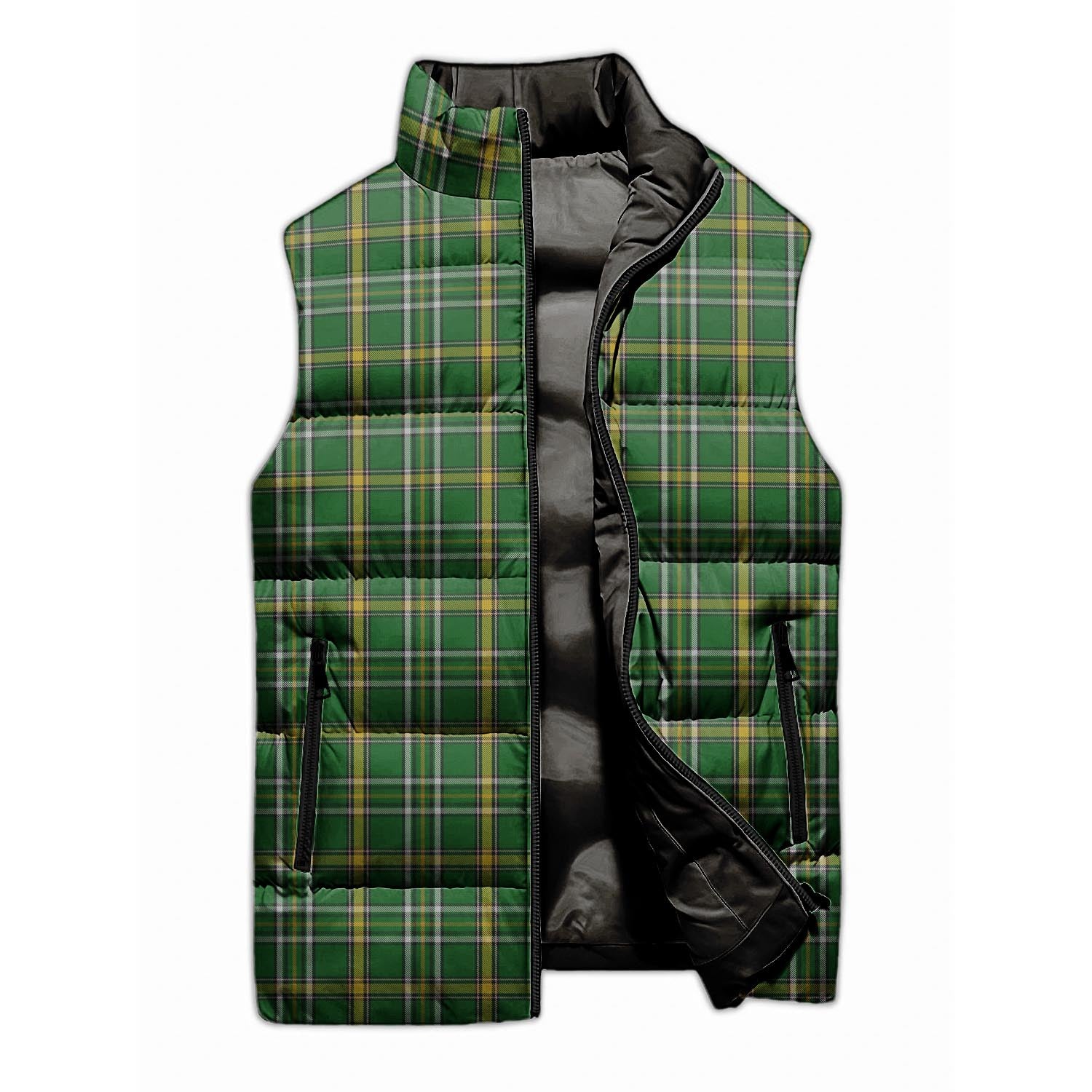 Offaly County Ireland Tartan Sleeveless Puffer Jacket - Tartanvibesclothing